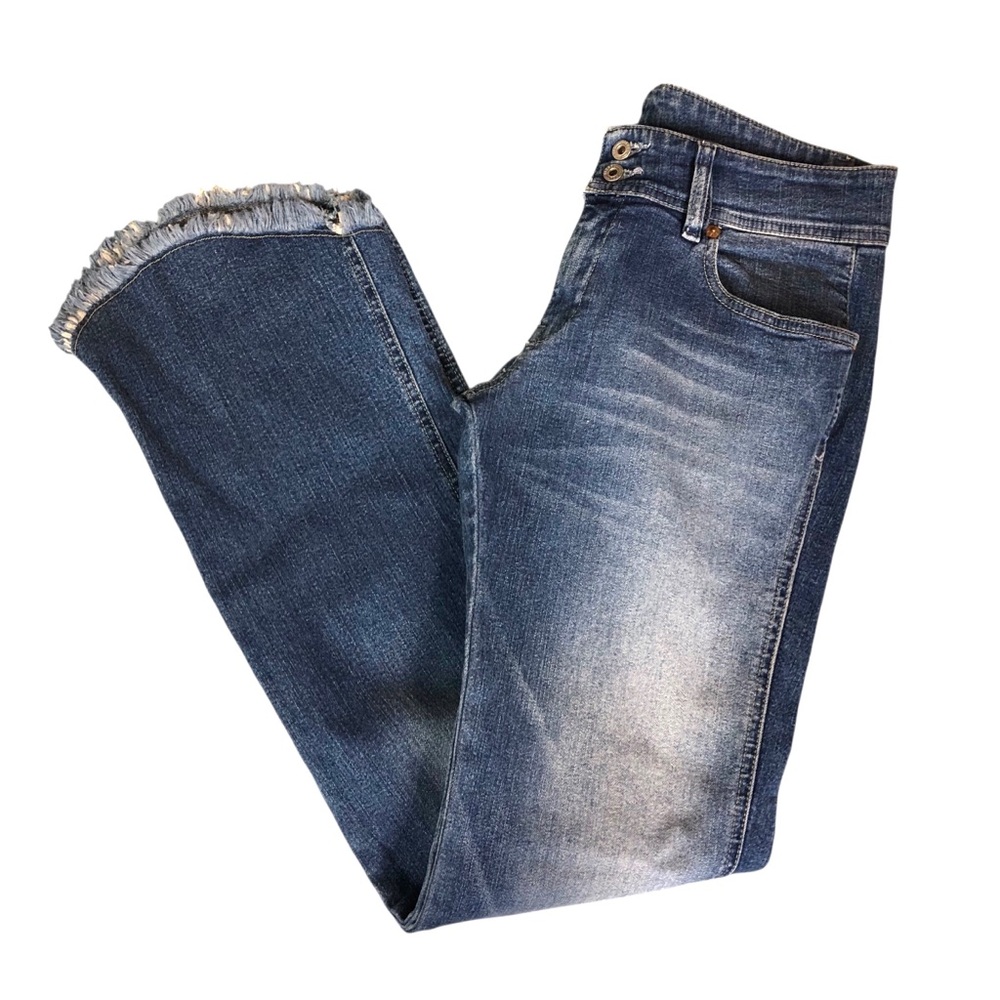 VTG Diesel Y2K Mod Schock Wo's Jeans Sz 30 Raw Hem Flare Mid Rise Bareback Blue